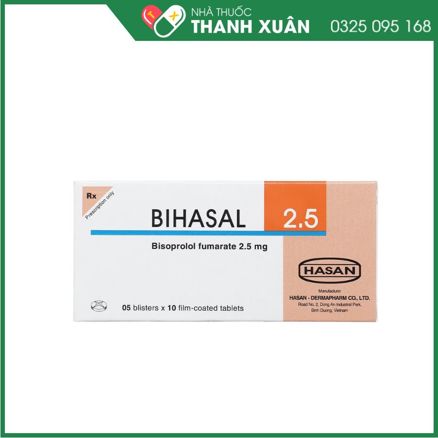 Bihasal 2.5 điều trị tăng huyết áp, đau thắt ngực, suy tim mạn tính